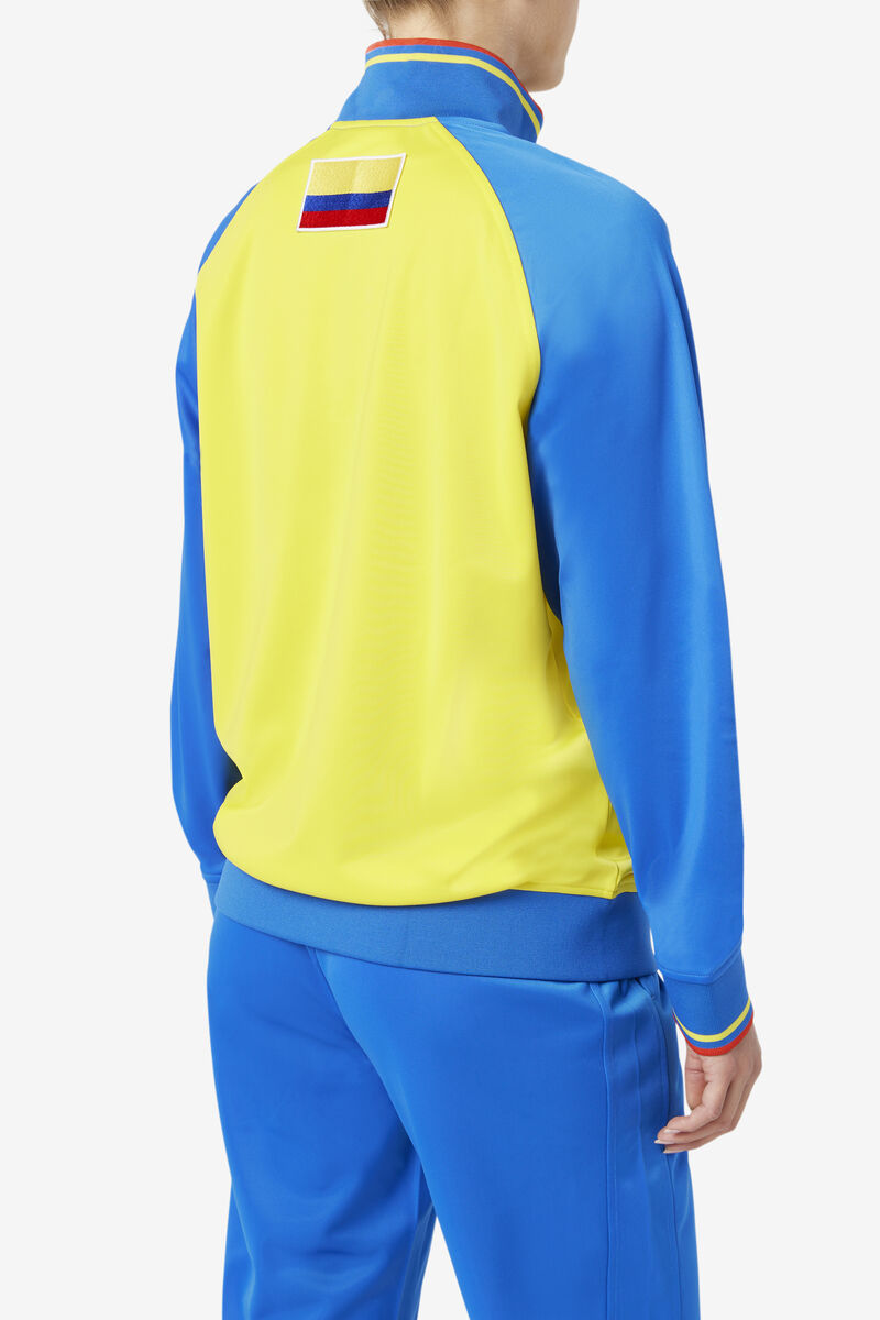 Yellow / Blue / Red Men's Fila Colombia Track Jacket Tracksuits | lvGLn5yC2pI