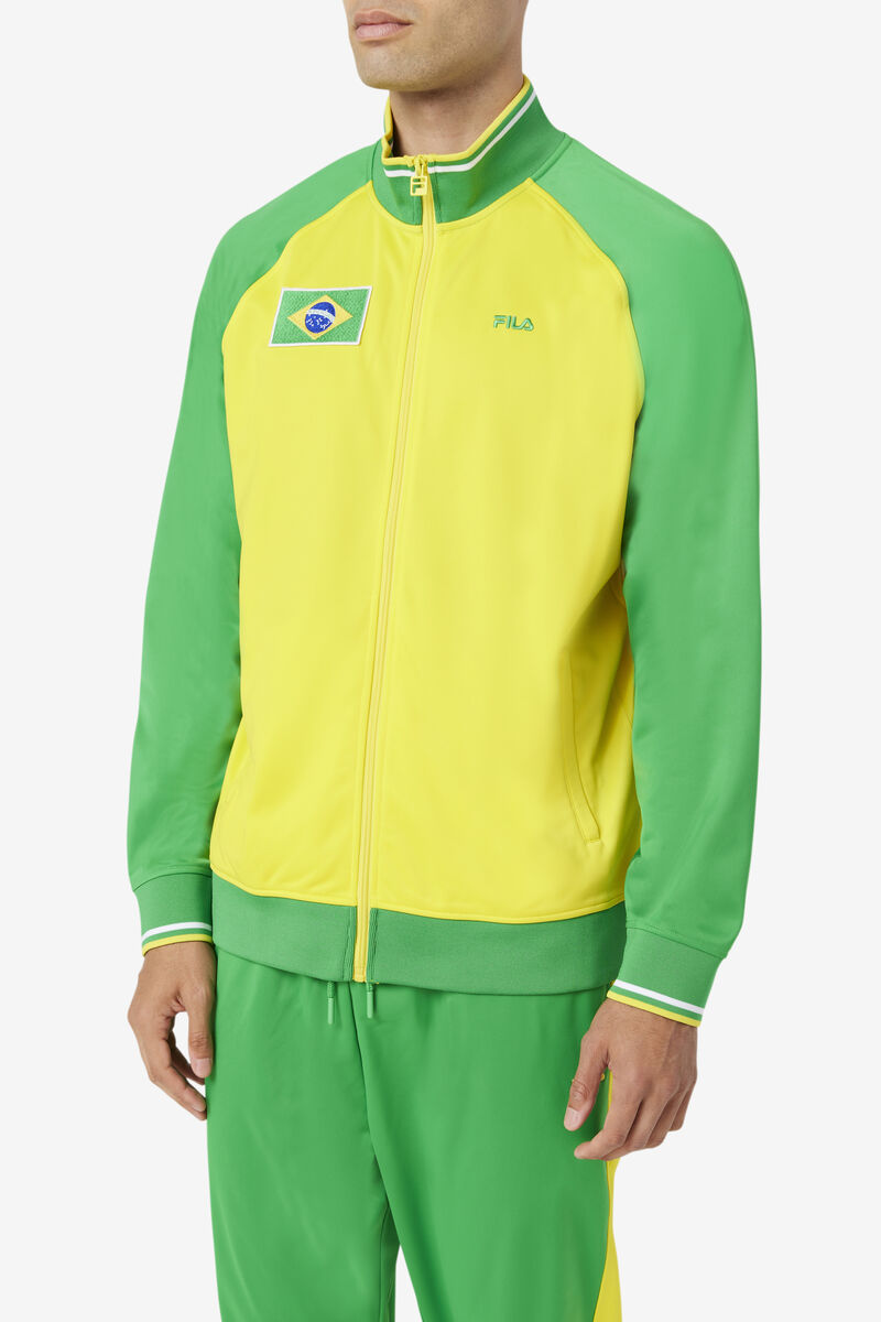 Yellow / Green / White Men's Fila Brazil Track Jacket Jackets | Lh9qRZqEkOc