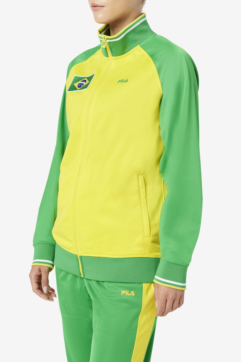 Yellow / Green / White Men's Fila Brazil Track Jacket Jackets | Lh9qRZqEkOc