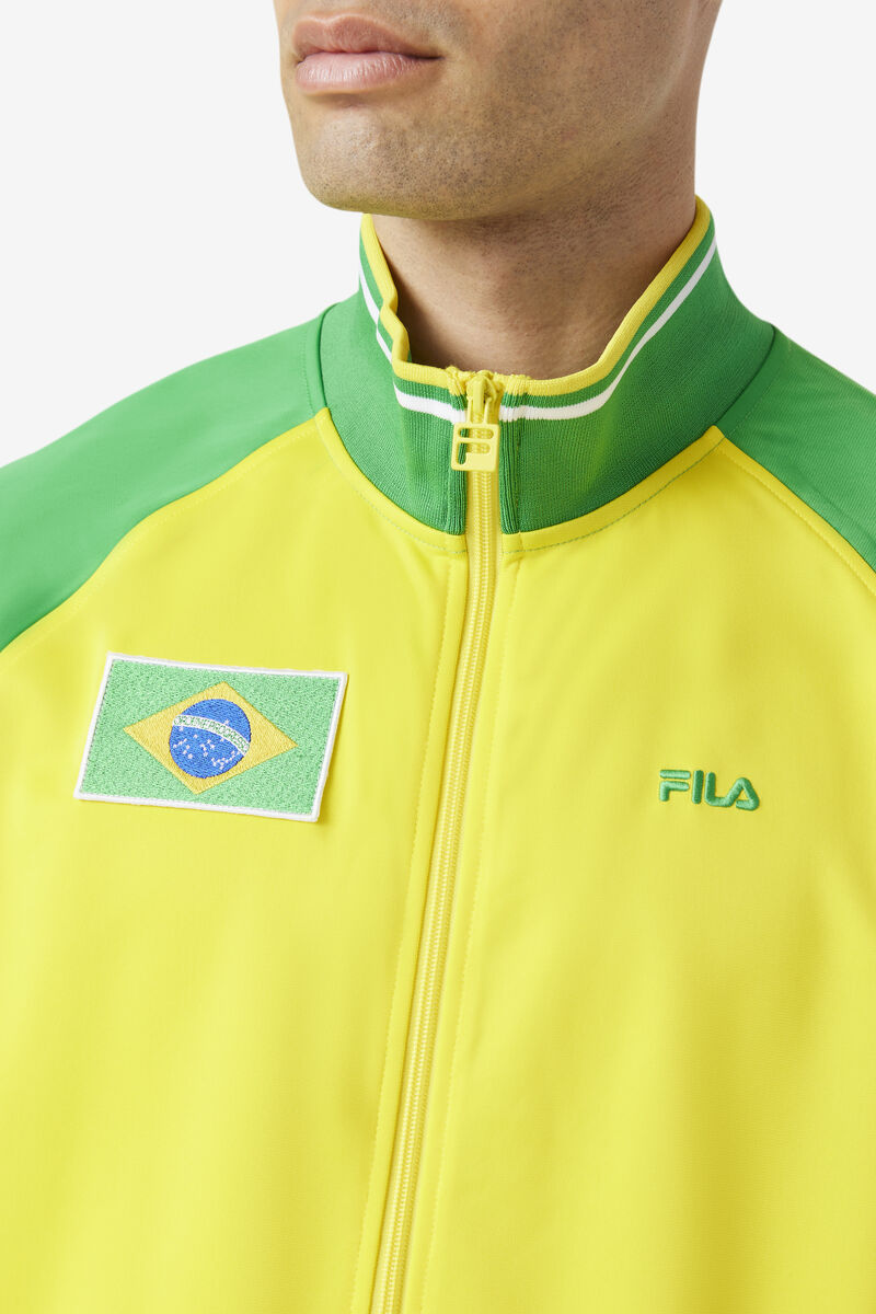 Yellow / Green / White Men's Fila Brazil Track Jacket Jackets | Lh9qRZqEkOc