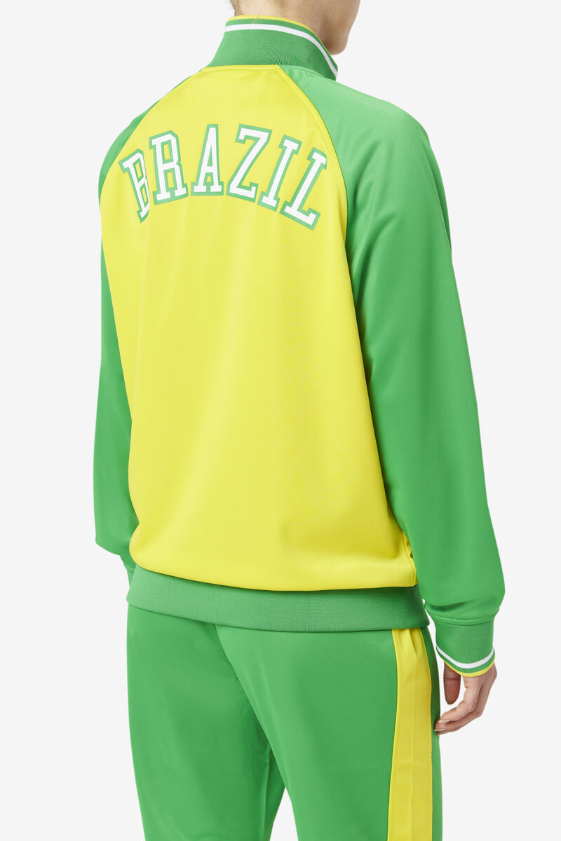 Yellow / Green / White Men's Fila Brazil Track Jacket Tracksuits | xaatSBP9HDr