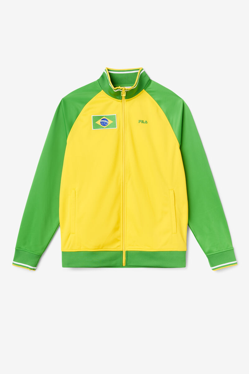 Yellow / Green / White Men\'s Fila Brazil Track Jacket Tracksuits | xaatSBP9HDr