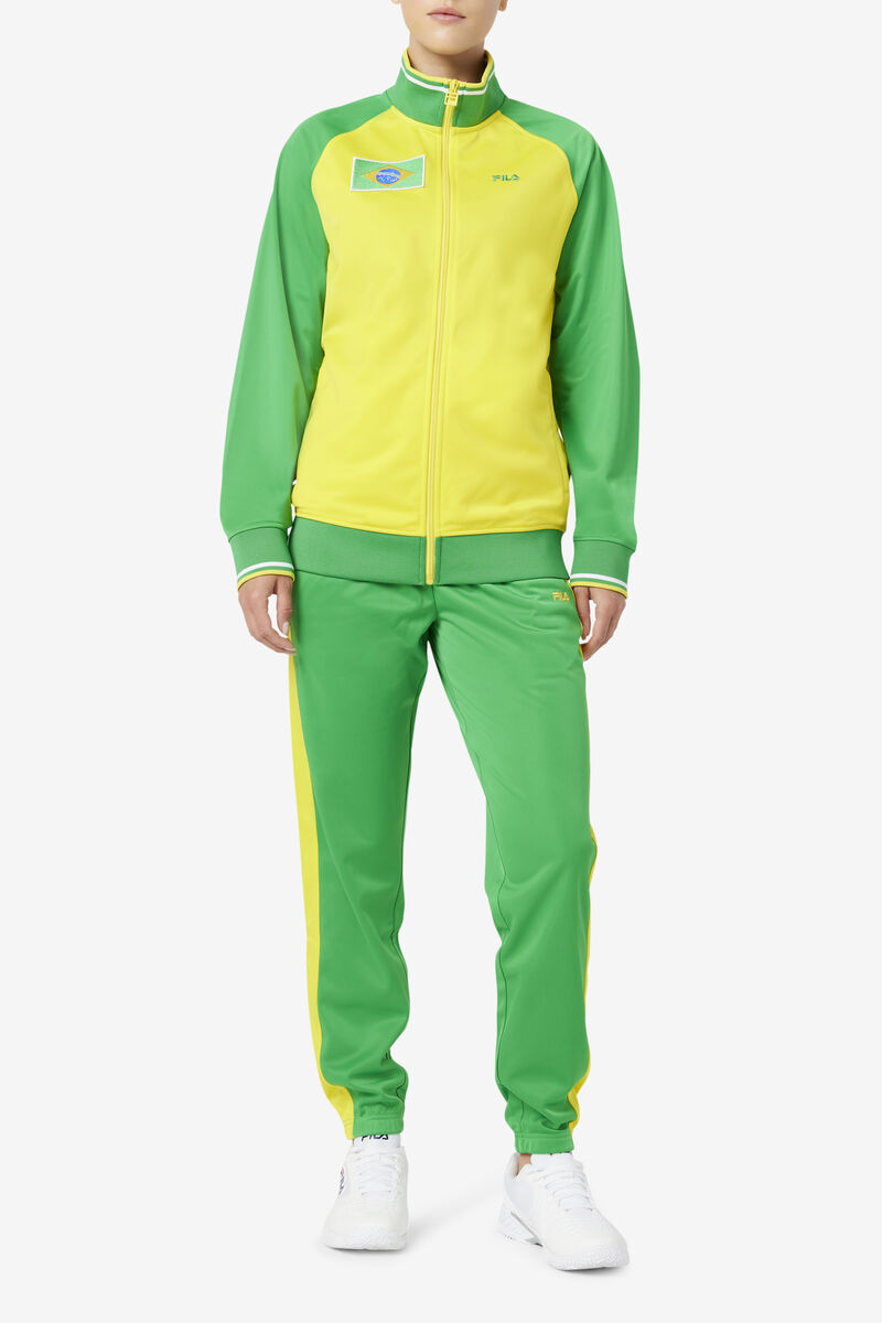 Yellow / Green / White Women's Fila Brazil Track Jacket Tracksuits | cSxfaffQVvb