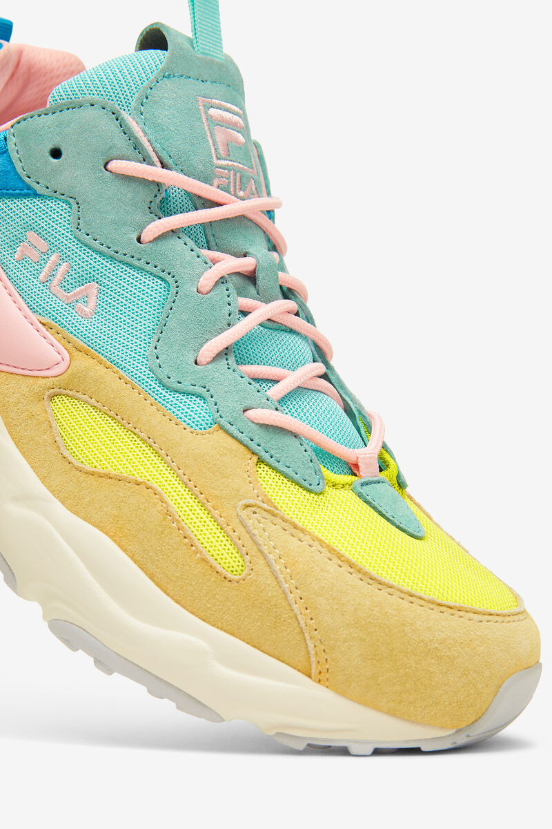 Yellow / Light Turquoise / Blue Women's Fila Ray Tracer Lab Premium Sport Shoes | i6DIb47D9Zw